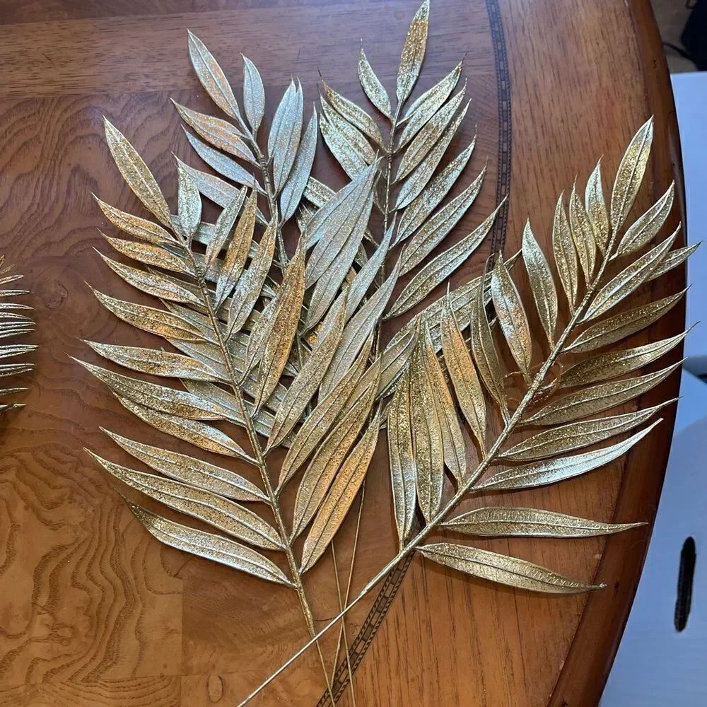 FAUX FOLIAGE Leaves Metallic Side & Glitter Side
